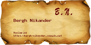 Bergh Nikander névjegykártya